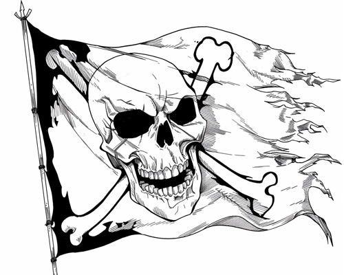 jolly roger skull and bones coloring page