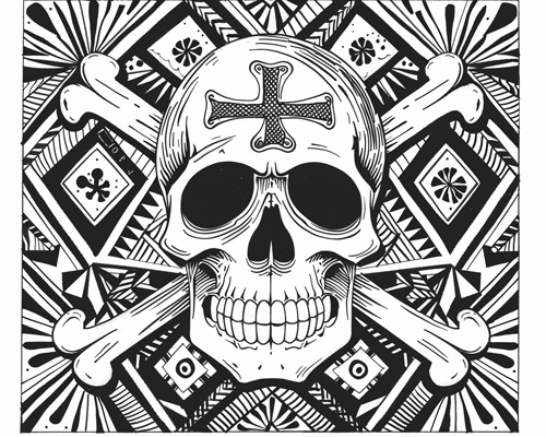 jolly roger skull and bones coloring page