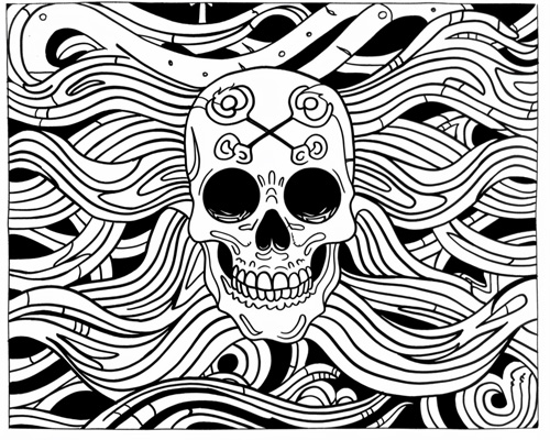 jolly roger skull and bones coloring page