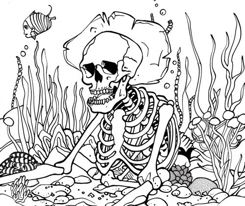 pirate skeleton coloring page
