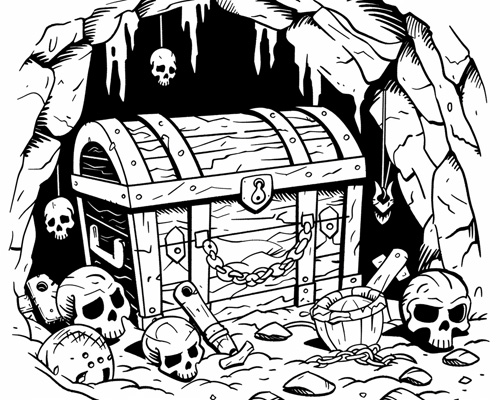 pirate treasure coloring page