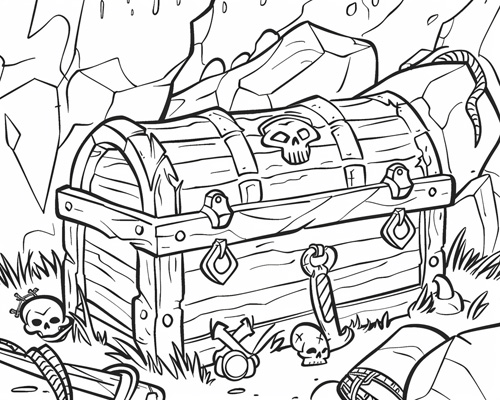 pirate treasure coloring page