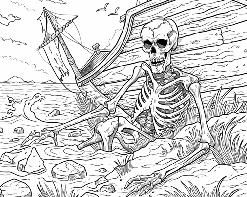 sunken ship coloring page