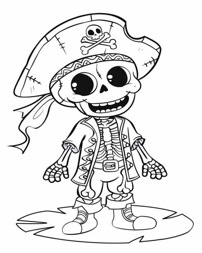 skeleton pirate coloring page
