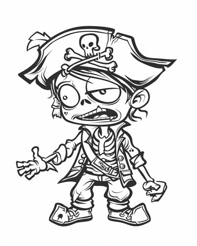 zombie pirate coloring page