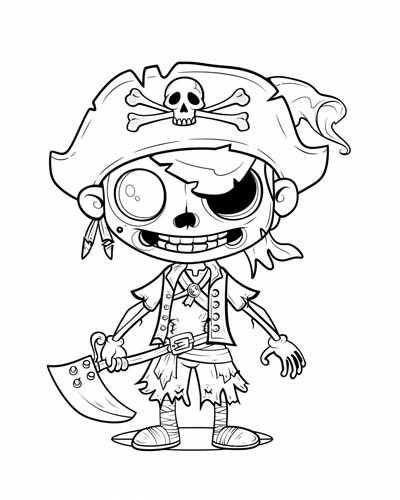 zombie pirate coloring page