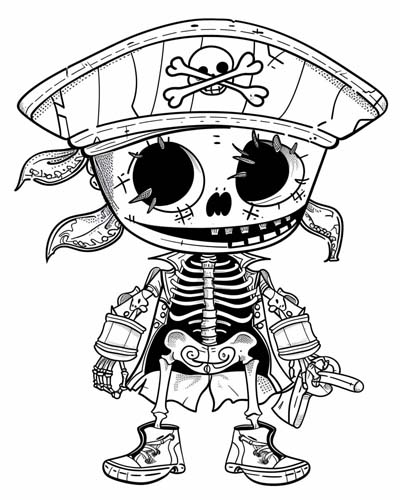 skeleton pirate coloring page