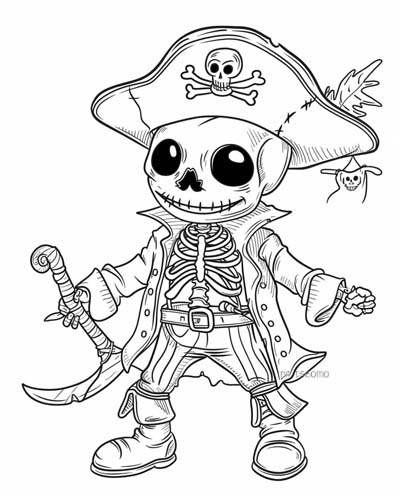 skeleton pirate coloring page