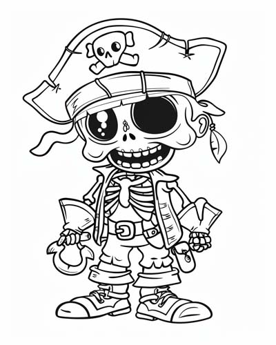 skeleton pirate coloring page