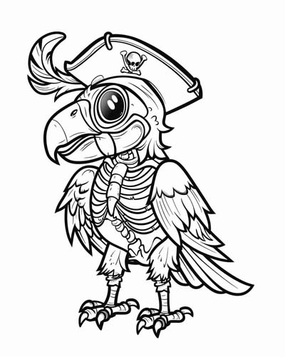 skeleton parrot coloring page