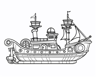 steampunk pirate ship coloring page
