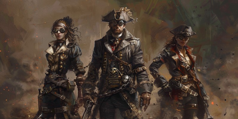 artwork of steampunk pirates