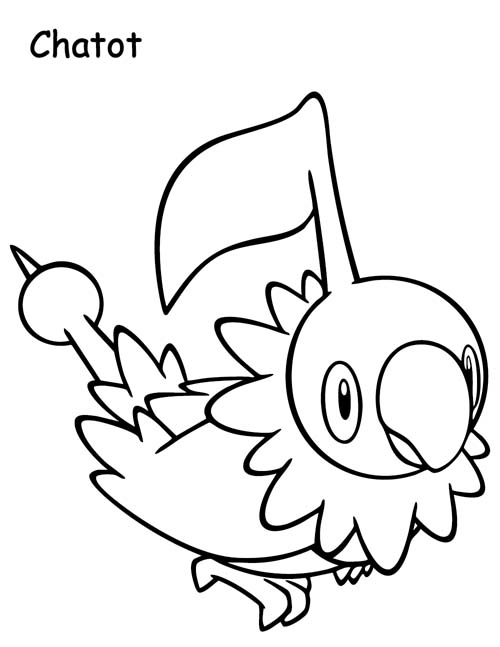 labeled coloring page of chatot