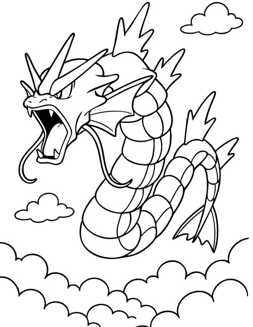coloring page of Gyarados flying