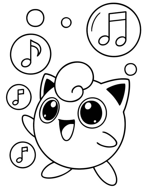 coloring page of jigglypuff singing
