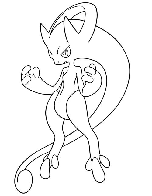 labeled coloring page of Mega Mewtwo X