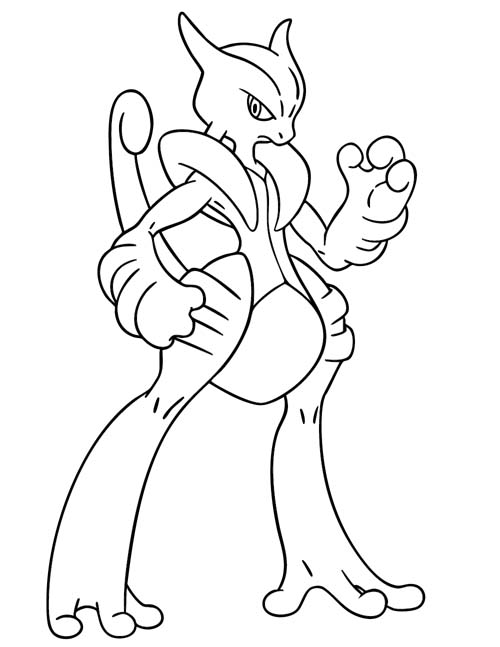 labeled coloring page of Mega Mewtwo Y
