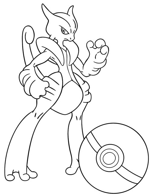 labeled coloring page of Mega Mewtwo Y