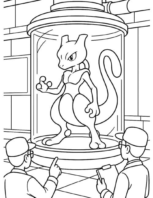 coloring page of captured Mewtwo