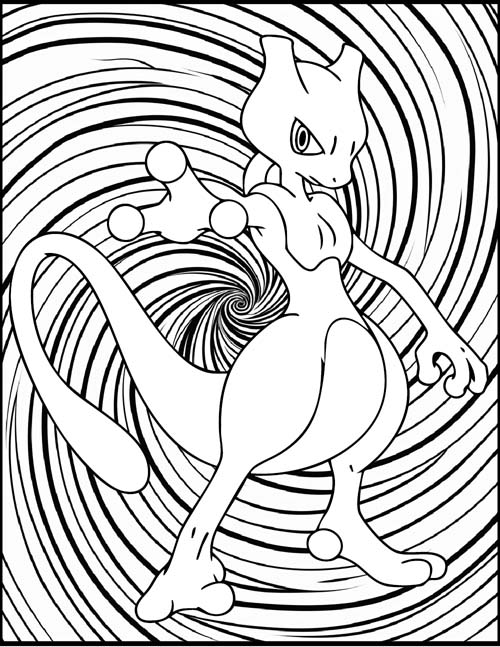 coloring page of Mewtwo