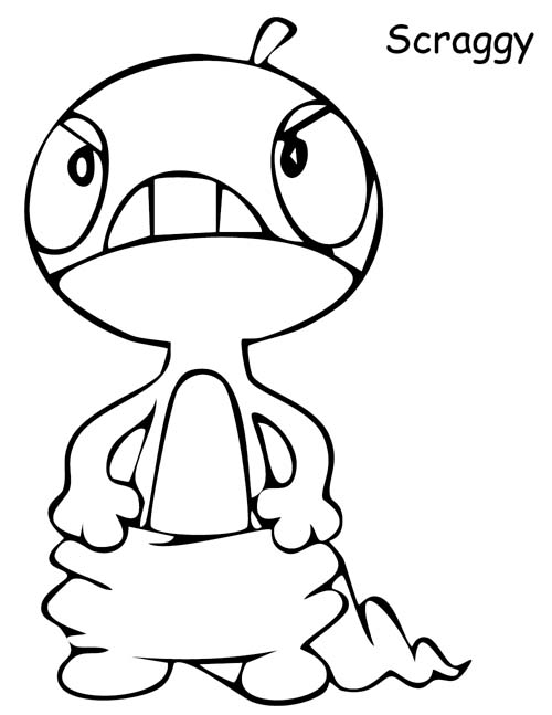 coloring page of Scraggy