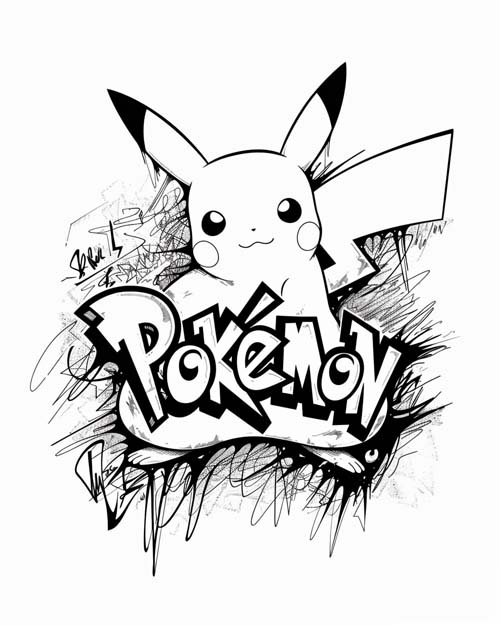 Pikachu's Pokemon graffiti word art