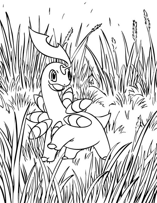 Bayleaf in the grass coloring page
