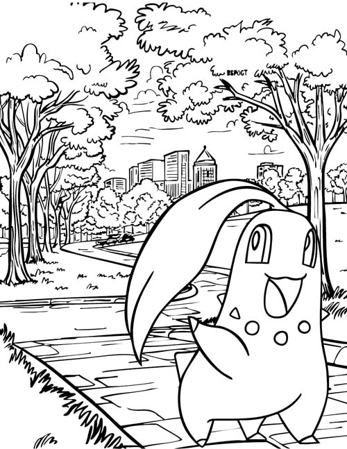 Chikorita in Lumiose City coloring page