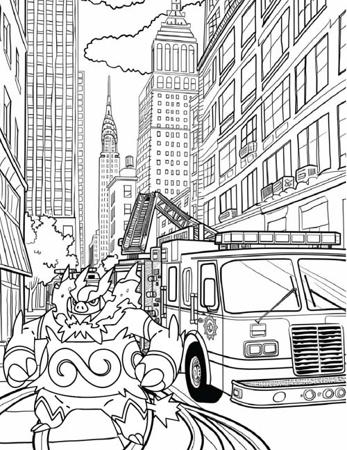 Emboar in Lumiose City coloring page