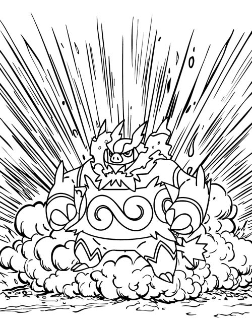 Emboar on fire coloring page