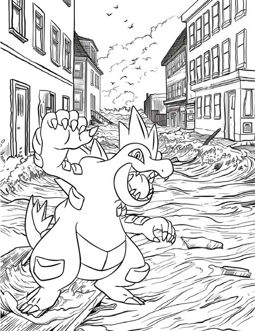 Feraligatr in Lumiose City coloring page