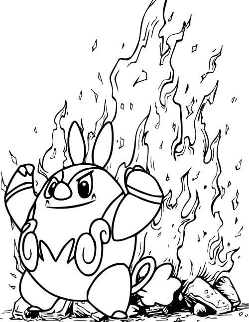 Pignite on fire coloring page