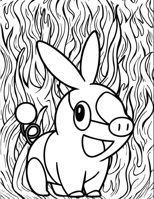 tepig on fire coloring page