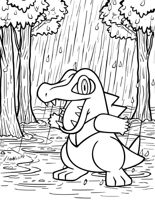 Totodile in Lumiose City coloring page