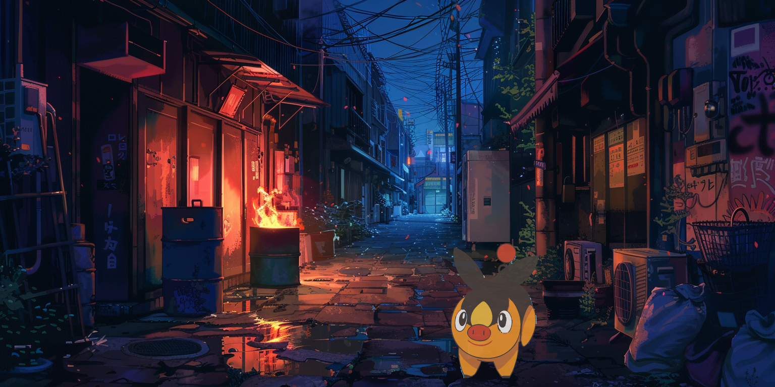 tepig in the city at night