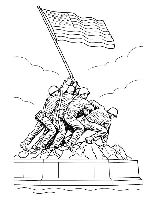 coloring page of the marine corps memorial