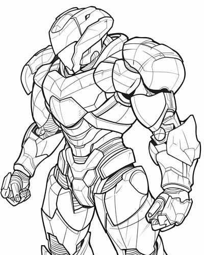 human mechanical exoskeleton coloring page