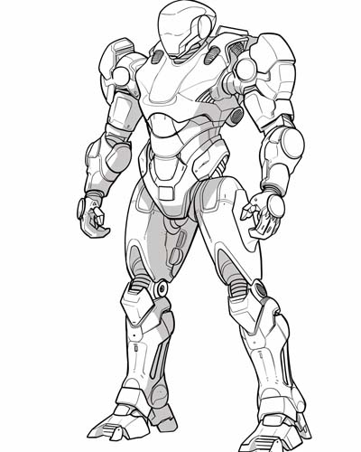 human mechanical exoskeleton coloring page