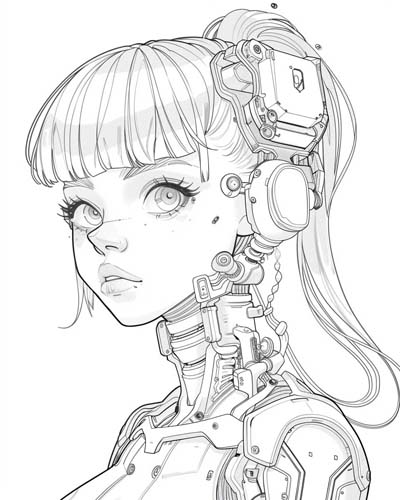 cyborg coloring page