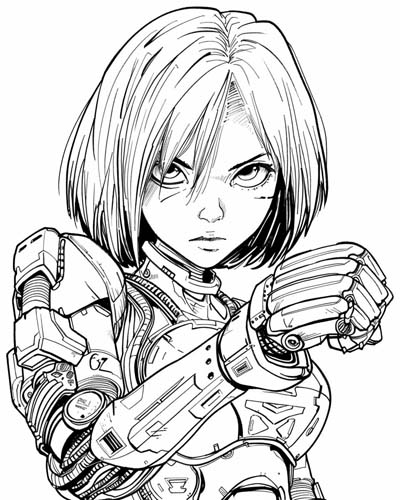 cyborg coloring page