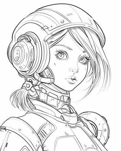 cyborg girl coloring page