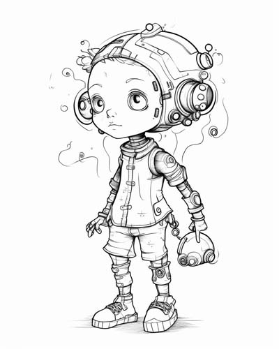 girl robot coloring page