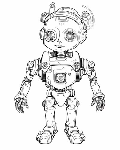 girl robot coloring page