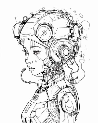 cyborg coloring page