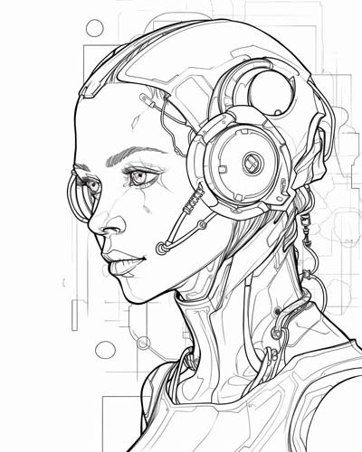 cyborg coloring page
