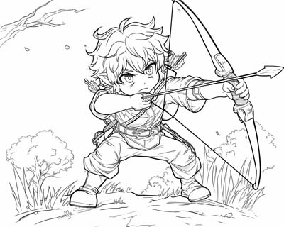 elven archer coloring page