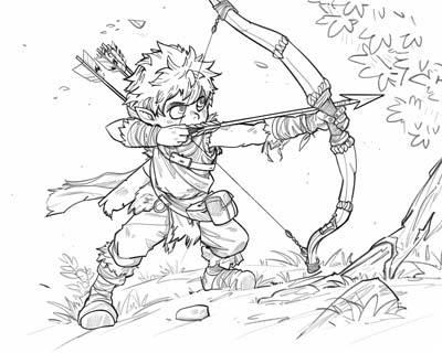 elven archer coloring page