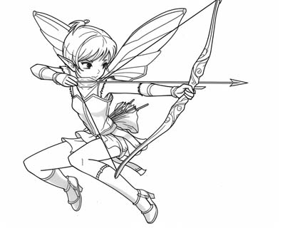 fairy archer coloring page