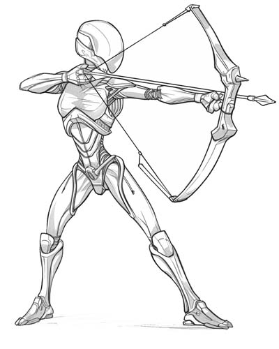 robot archer coloring page