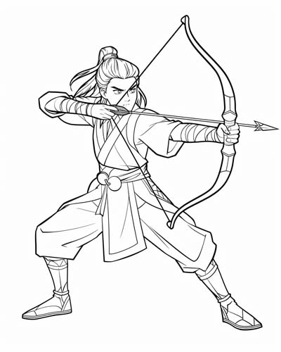 Chinese, Qin dynasty, archer coloring page